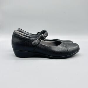 Dansko Shoes Womens 9.5 Black Leather Mary Jane Strap Flats Low Heel Comfort